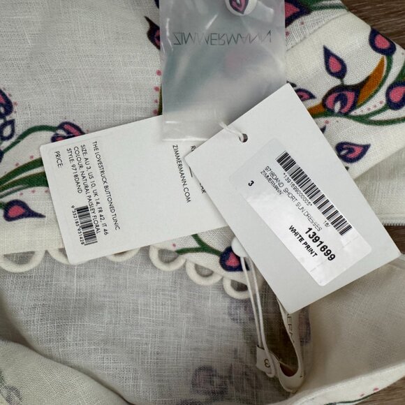 Zimmerman Lovestruck Resort Mini Linen Dress Sz 3 Brand New With Tags! - Picture 9 of 9